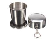 140ml Portable Stainless Steel Folding Cup Collapsible Travel Drink W Keychain Outdoor Camping