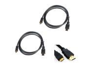 2pcs 5 ft HDMI M to Mini HDMI M Adapter Connector Cable 1080p For HDTV Type A to C