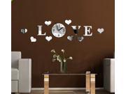 DIY 3D Home Modern Decor Crystal Mirror Living Room Love Wall Clock Xmas Gift timers