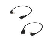 2pcs USB A Female to USB A Male Left Angle Adapter Connector Cable F M Extension