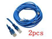 2 x RJ45 CAT5 CAT5E 25FT Ethernet Lan Network Patch Cable 25 ft Blue