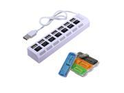 7 Ports USB 2.0 Hub High Speed ON OFF Sharing Switch Memory Multi Card SD Reader