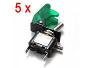5 x Green Color 12V 20A Auto Cover LED SPST Toggle Rocker Switch Control On Off