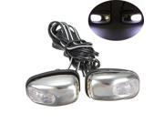 Pair Chrome White LED Light Lamp Windshield Jet Spray Nozzle Wiper Washer Eyes 23063