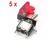 5x Red Color 12V 20A Car Auto Cover LED SPST Toggle Rocker Switch Control On Off