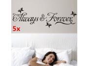 5 pcs DIY Alway Forever Butterfly Removable Art Vinyl Wall Sticker Mural Home Decor