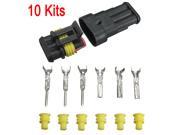 10 Kits Car 3 Pin Way Sealed Waterproof Electrical Wire Auto Connector Plug Set