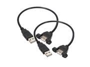 2pcs 30cm USB 2.0 A Male to USB A Female Panel Mount Extension Adapter Cable