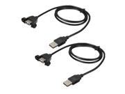 2pcs 100cm USB 2.0 A Male to USB A Female Panel Mount Extension Adapter Cable
