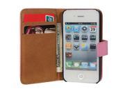 Genuine Leather Magnetic Flip Wallet Pouch Card Case Cover For Apple iPhone 4 4S