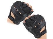 M Black Half Finger Leather Gloves Cattlehide Motorcycle Bicycle Bike Durable