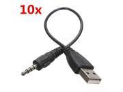 10x3.5mm AUX to USB 2.0 Male Charge Cable Adapter Cord for Car MP3 iPod shuffle 1 2