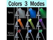 Romantic 7 Color LED Shower Head Automatic Light Water Saving Bath 3 Outlet Mode