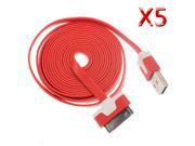 5X 6 FT 2M FLAT Noodle Sync USB Data Cable Cord Charger For iPhone 4 4S iPad2 3