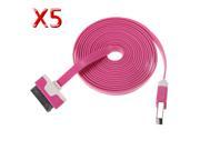 5X 6 FT 2M FLAT Noodle Sync USB Data Cable Cord Charger For iPhone 4 4S iPad2 3