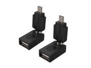 2x USB 2.0 Female to Micro USB Male 360 Degree Rotation Extension Adapter Converter