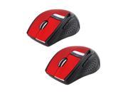 Five Star Inc 2pcs 2.4G Wireless USB Receiver Laptop Computer PC Notebook Optical Cordless Mouse Mice XDSU Red