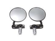 Universal Motorcycle Aluminum 3 Round Handle Bar End 7 8 Side Mirror Bobber
