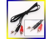 2x 3.5mm AUX Auxiliary AV to 2 RCA Male Adapter Audio Cable for iPod iPhone MP3 6ft