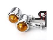 2pcs Amber Lens Bullet Turn Signal Bulb Light For Universal Motorcycle Chrome