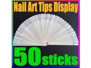 50X False Nude Clear Nail Art Tips Board Sticks Polish Display Fan Practice Tool