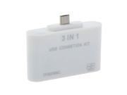 3 In 1 USB 2.0 Connection Kit HUB Card Reader For Smart Phone samsung galaxy s2 samsung galaxy note sony xperia nx so 02D sony xperia acro HD is12s toshiba