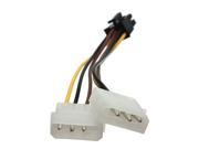 Dual 4 Pin Molex IDE to 6 Pin PCI E Graphic Card Power Adapter Connector Cable