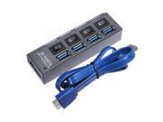 New On Off Switch USB 3.0 Hub 4 Ports Adapter Super Speed 5Gbps for PC Laptop Mac