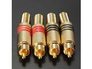 4Pcs Gold Plated RCA Phono Plug Audio Male Connector with Cable Protector for Audio Speakers Amplifiers
