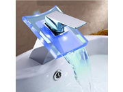 LED Waterfall Chrome Brass Bathroom Mixer Tap Faucet