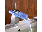 LED Brass Square Color Change Waterfall Bathroom Faucet