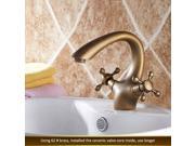Brass Archaize Double Handle Hot And Cold Basin Faucet