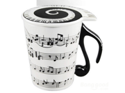 Piano Key Note Stave White Ceramic Coffee Mug with Cover