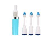 Portable Waterproof Ultrasonic Electric Toothbrush With 3 Brush Heads Blue