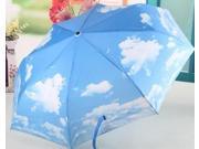 Blue Sky And White Cloud Pattern Painting Folding Umbrella