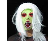 Masquerade Terrorist Latex White Hair Mask Green Face