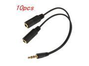10x3.5mm Extension Earphone Headphone Audio Y Splitter Cable Adapter Jack Male to 2 Female M F for iPod iPhone 5S 5C 5 Mp3 Mp4 Sony PSP