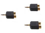 3X 3.5mm Gold Plated Stereo Audio Male Plug to 2 RCA Female Jack Y Splitter Adapter