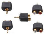 5X 3.5mm Gold Plated Stereo Audio Male Plug to 2 RCA Female Jack Y Splitter Adapter
