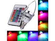 E14 3W RGB LED Light Bulb Candle Shaped 16 Colors Lamp Remote Control For Stage Pub Bar KTV AC 85 265V