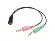 New 3.5mm PC Male to Headset Female Mic Microphone Audio Splitter Cable Adapter Laptop PC