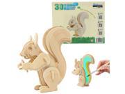 3D Jigsaw Puzzle Wooden Wisdom Development Animal Squirrel Educational KidsToy