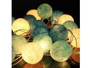 3M 20 Cotton Ball String Light Wedding Christmas Xmas Tree Fairy Party Patio Decoration Lamp Bulb US plug White LightBlue Blue