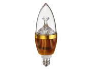 Non Dimmable AC 85 265V 3 LEDs LED Chandelier Candle Light Bulb Lamp 450LM 180 Degrees Golden Shell Cool Warm 6W