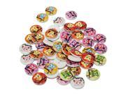 50Pcs Mixed 2 Holes Owl Round Pattern Wooden Buttons Sewing Scrapbooking 20mm