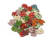 50Pcs Multicolor 2 Holes Elephant Wooden Buttons Sewing Scrapbooking 30mm x 28mm