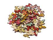 100Pcs Multicolor 2 Holes Horse Pattern Wooden Buttons Fit Sewing Scrapbooking