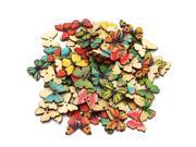 100pcs Multicolor 2 Holes Butterfly Pattern Wooden Buttons Sewing Scrapbooking