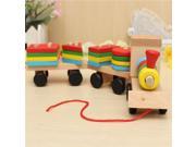Cute Educational Kid Baby Wooden Solid Wood Stacking Train Toddler Block Toy Gift