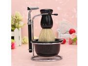 5 In 1 Men Chrome Kit Beard Clean Set Brush Soap Bowl Dish Stand Shaving Razor